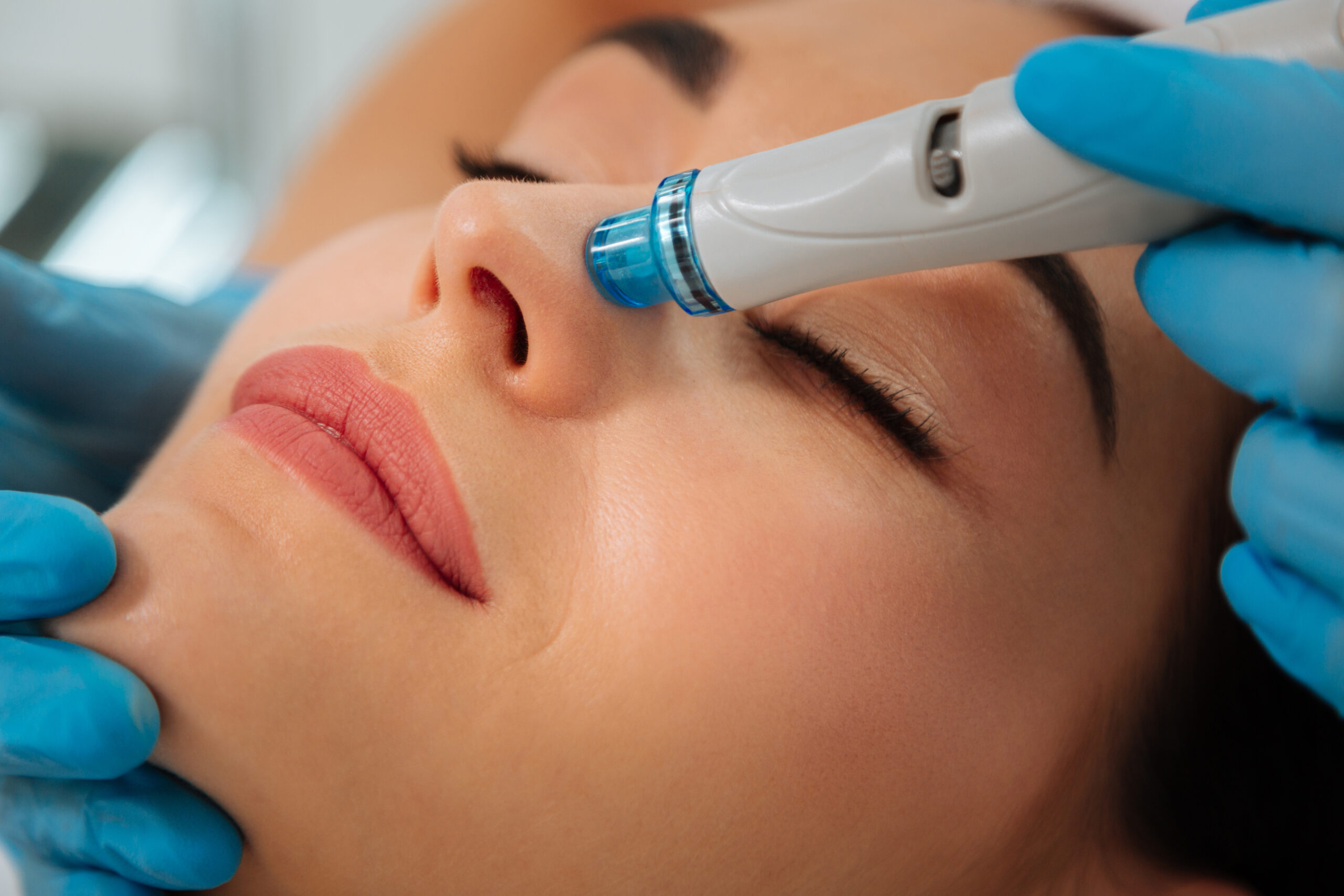 Close up of a modern device for hydrafacial procedure Modern cosmetology. Close up of a modern device for hydrafacial procedure used for face cleansing